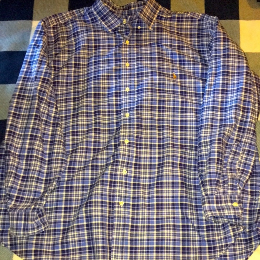 Men’s Polo Ralph Lauren Classic Fit Blue Plaid Button Down Size 2XB